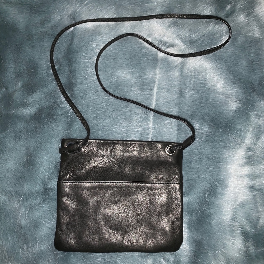Margot black leather crossbody purse